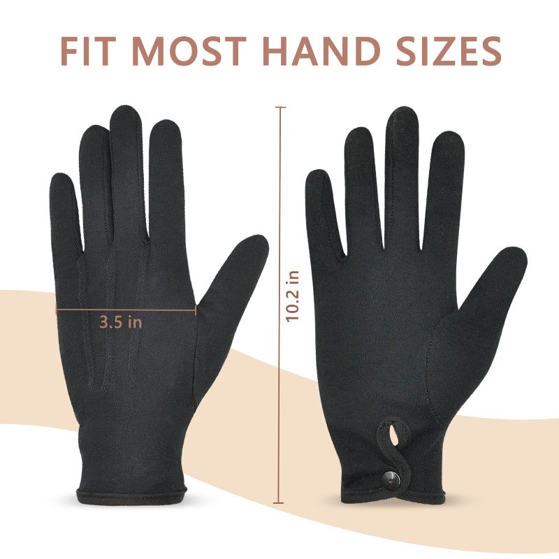 Zenssia Parade Gloves Black Cotton Formal Tuxedo Costume Honor Guard Gloves with Snap Cuff, Coin Jewelry Silver Inspection 3 Pair - Image 4